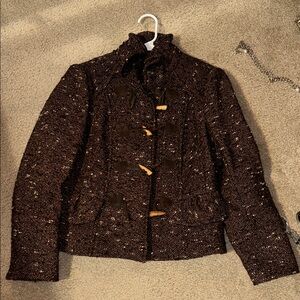 Zara Dark Brown Tweed Pea Coat